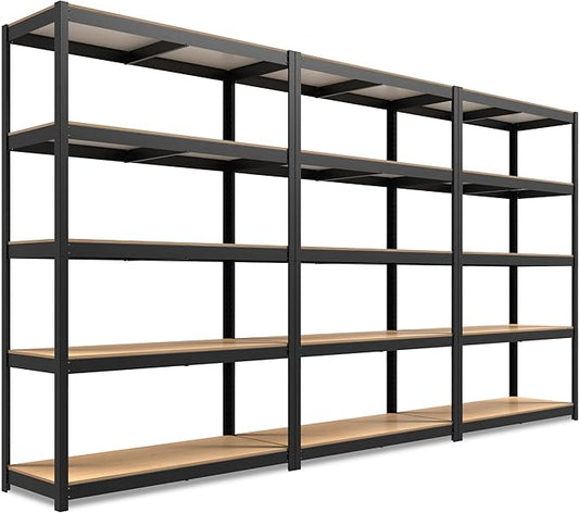 HOMEDANT House 48" Wide Boltless Heavy Duty Garage Storage Shelving Adjustable 5-Tier Metal Shelves Laminated Organization Shelf Industrial Utility Rack for Pantry Warehouse Office Store 3Pack