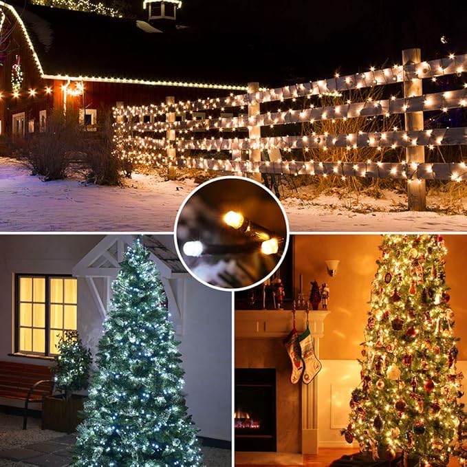 Brizled Color Changing Christmas Lights, 65.67ft 200 LED 11-Function Warm White & Cool White LED Lights String, Dimmable 29V Safe Adapter Christmas Tree Lights with Remote for Xmas Tree Party Decor