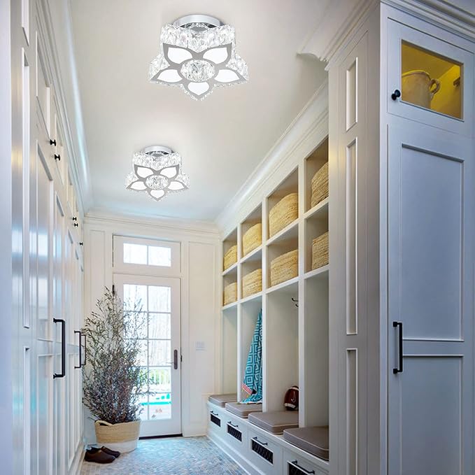 FRIXCHUR Dimmable LED Chandelier Crystal Ceiling Light with Remote Control Small Chandelier for Hallway Bedroom Kids Room Girls Room