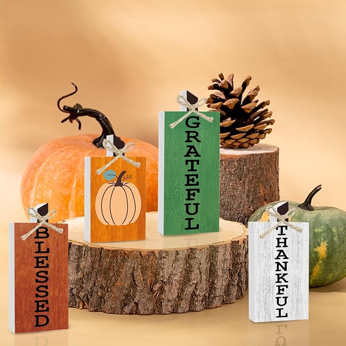 Fall Decorations for Home Thanksgiving Decorations Indoor Fall Gifts for Women Men Autumn Decor Pumpkin Fall Table Decor Sign for Farmhouse Harvest Kitchen Bathroom Bedroom Office