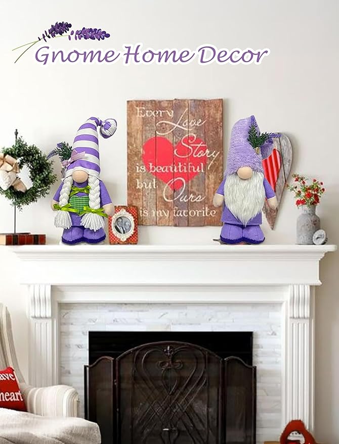 2PCS Summer Decorations for Home Cute Gnomes Plush Office Decor for Women Summer Gnomes Spring Home Decor Tiered Tray Oranment (Standing)