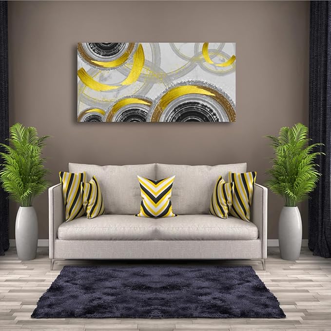 Yellow Abstract Smart Line Pictures Canvas Wall Art for Living room Bedroom Wall Decor,Smart Line Wall Art Print Paitnings for home Decor,Morden Artwork Full of Imagination Line Drawing Canvas Art