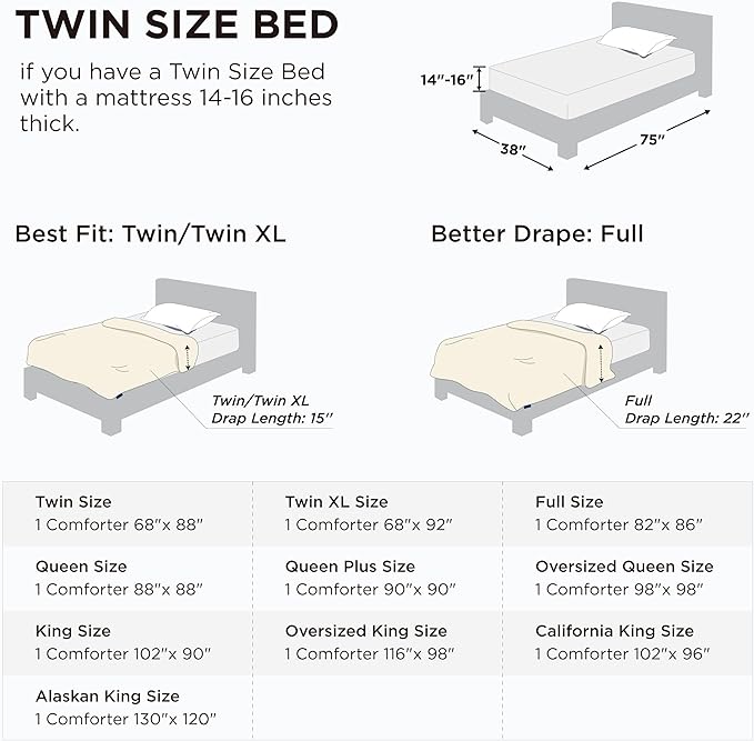 Bedsure Comforter Duvet Insert - Quilted Comforters Twin Size, All Season Duvet, GentleSoft Down Alternative Bedding, with 8 Tabs, Gifts for Women/Men, Linen, Twin 88 x 68 Inches