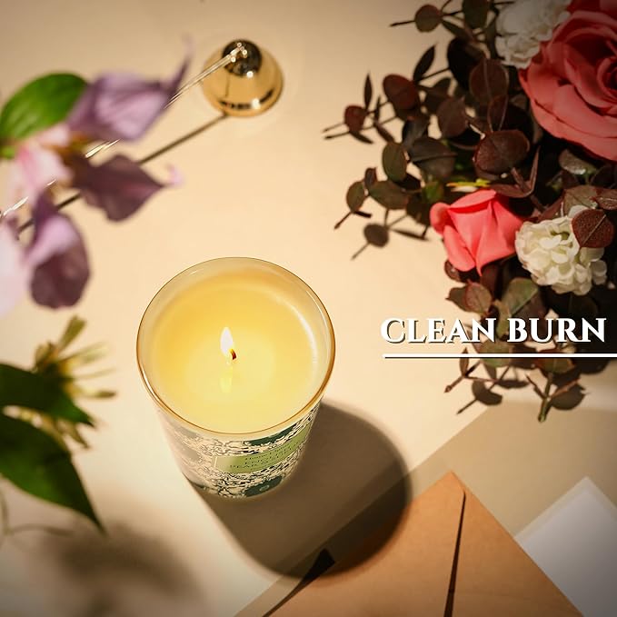 HomeLights Soy Wax Candles for Home Scented, 1-Wick Candles in English Pear & Suede Scented, Aromatherapy Candles Gift for Parties, Relaxing, Bohemian Natural Textures, 6.7oz