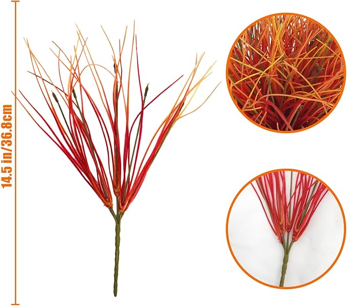 36 Pcs Artificial Fall Grass Plants Outdoor Faux Fall Flowers UV Resistant Autumn Grass Fake Greenery Shrubs Decor for Home Table Centerpiece Party Garden Window Box Thanksgiving Harvest