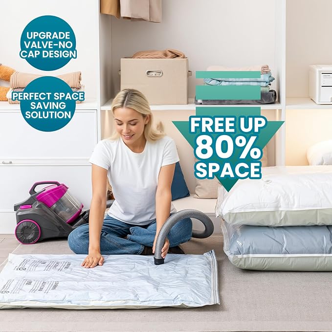 TAILI 20 Pack Combo Vacuum Storage Bags, Vacuum Seal Bags for Clothing (4 Jumbo, 4 Large, 4 Medium, 8 Travel Roll), Space Saver for Bulky Clothing, Beddings, Comforters, Saving More Closet Space