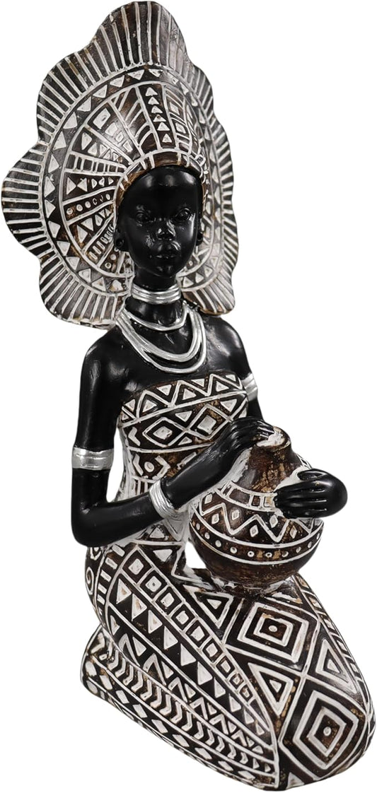 African Lady Statue with African Tribal Totem for Wedding, Church, Festival Decoration - African Decorative Female Statue for Home and Display case Decoration