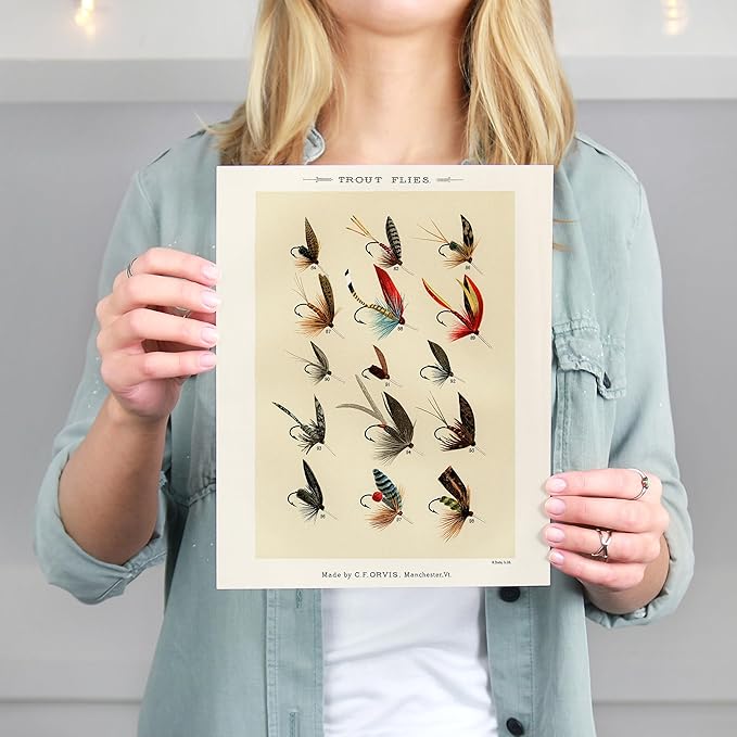 Vintage Fly Fishing Art Prints (Set of 4) - Unframed - 11x14s