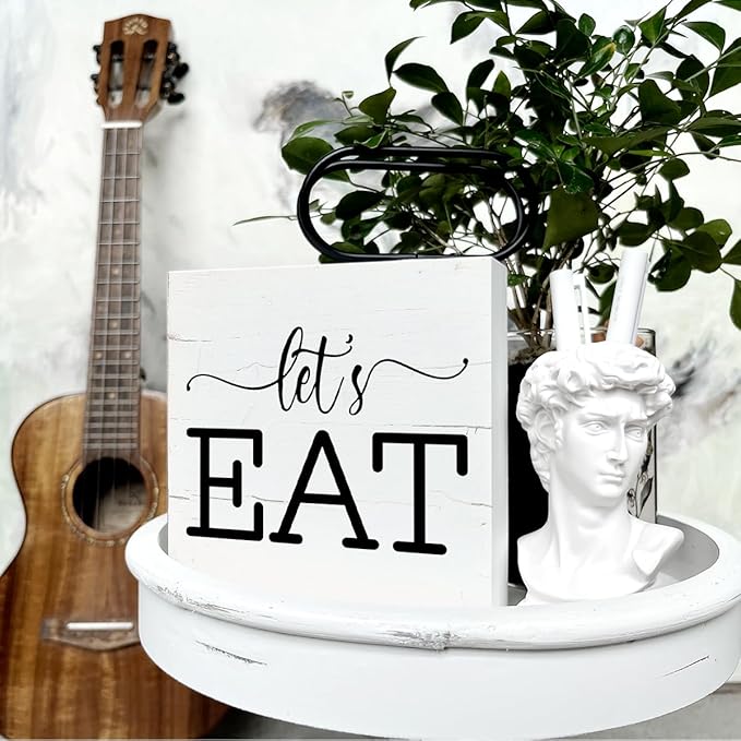 Let's Eat Sign, Freestanding Eat Sign, Box Sign Tabletop Decor, Kitchen Decor, Farmhouse Dining Room Decor, Home Decor Sign, Dining Table Decor, Home Decor for Shelf, Housewarming Gift