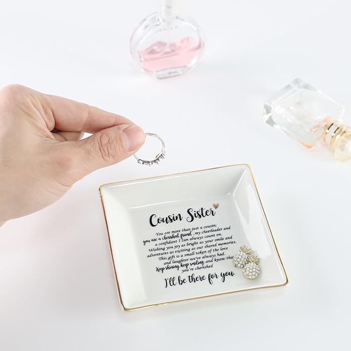 HOME SMILE Ceramic Ring Dish Jewelry Tray for Mom Sister Friends