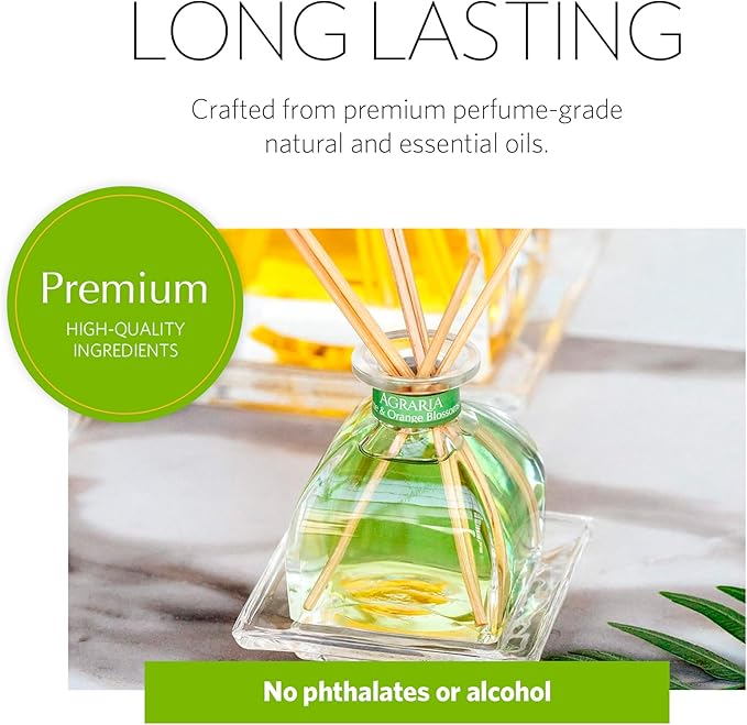 AGRARIA AirEssence Flower and Reed Diffuser Set, Handmade Sola Flower Botanical Home Fragrance Set, Scented Oil Reed Diffuser Gift for All Occasions