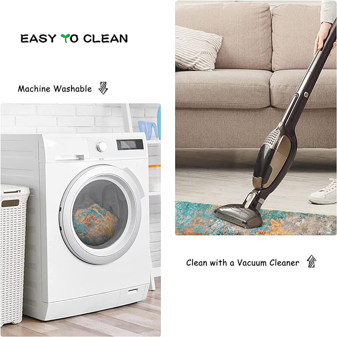 Lahome Modern Abstract Runner Rug - 2x6 Washable Hallway Rug Runner Soft Colorful Bedoom Carpet, Non-Slip Low Pile Contemporary Accent Mats for Kitchen Nursery Laundry Room