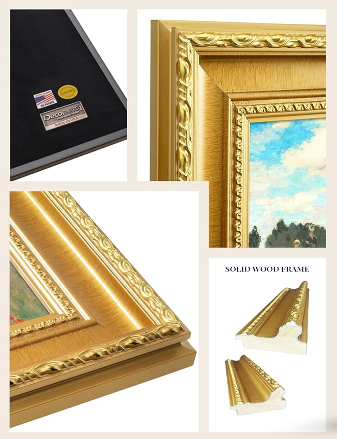 DECORARTS - Claude Monet Poppies At Argenteuil Giclee Print with Gold Solid Wood Frame, Impressionist Large Framed Wall Art, Ready to Hang, Framed Size28.75x24.75, Made in USA