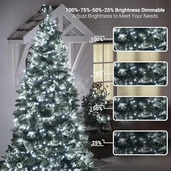Brizled Color Changing Tree Lights, 115ft 300 LED Christmas String Lights with Remote, 11 Modes Cool White & Multicolor Christmas Lights Connectable Xmas Lights Green Wire for Xmas Home