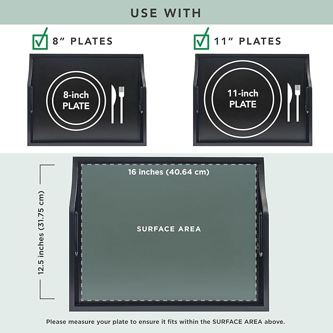 ROSSIE HOME Wood Bed Tray Lap Desk - Set of Two - with Hyacinth Storage Basket - Buffalo Check - Fits up to 15.6 Inch Laptops - Style No. 70108