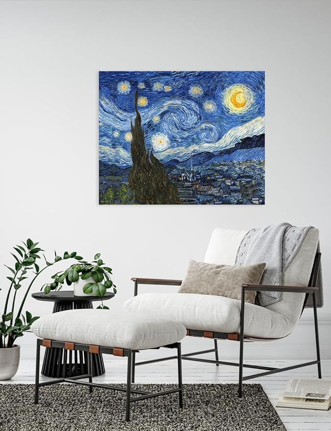 DECORARTS - Starry Night, Vincent Van Gogh Art Reproduction. Giclee Canvas Prints Wall Art for Home Decor 30x24