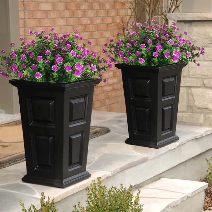 RECUTMS Artificial Flowers Outdoor UV Resistant Fake Plants Indoor Outside Hanging Planter, 12 Bundles Outdoor Fake Flowers UV Resistant Faux Plastic Plants Garden Porch Window Box Décor（Fuchsia）