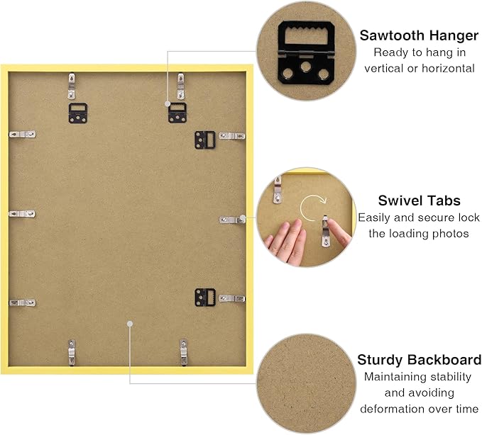 Vittanly 16x20 Picture Frame for Wall, Plexiglass, Displays Poster 11x14 with Mat or 16x20 without Mat, PVC Frame Material, Horizontal or Vertical Hanging, 1 Pack, Natural
