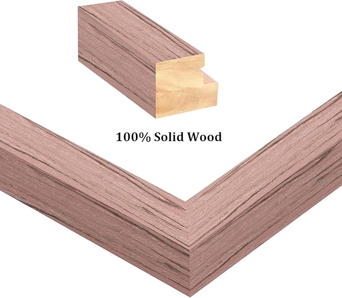 Egofine 12x16 Picture Frames Set of 4, Made of Solid Wood Covered by Plexiglass 9x12 and 11x14 with Mat or 12x16 without Mat, for Wall Mounting Photo Frame Peach Pink