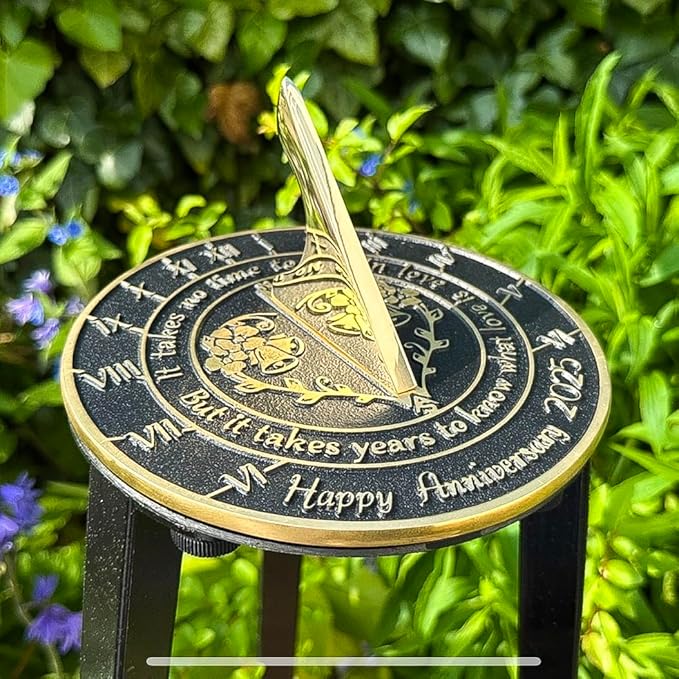 Anniversary Sundial Gift for Any Wedding Anniversary in 2025 - What Love is - Recycled Metal Home Decor Or Garden Present Idea - Handmade in UK for Him, Her Parents Or Couples Celebration