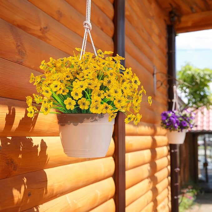 21 Bundles Outdoor Artificial Flowers UV Resistant Fake Silk Flowers No Fade Faux Plastic Plants Garden Porch Window Box Decoration(Yellow)