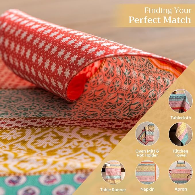 Maison d' Hermine Placemats Set of 4 100% Cotton Washable Cloth Place Mats, Reusable Table Mats for Kitchen Dining Decoration, Party, Wedding, Restaurant Spring/Summer (Provence, 13" x 19")