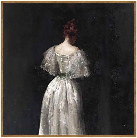 InSimSea Square Framed Canvas Wall Art, Large Decor Seventeenth Century Lady Portrait Paintings, Classical Women Wall Pictures for Bedroom Bathroom, Canvas Prints Vintage Decor 20"x20"