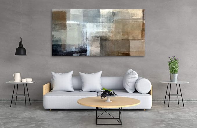 Baisuart A61275 Canvas Prints Abstract Wall Art Print Paintings Grey and Brown Stretched Canvas Wooden Framed for living Room Bedroom and Office Home Decor Artwork XXLarge 30x60inch