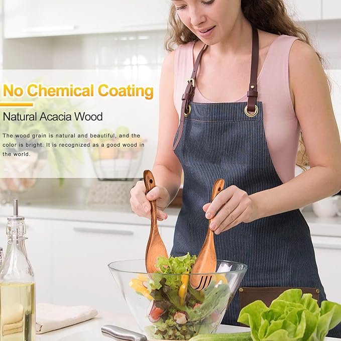 Spurtles Kitchen Tools Wooden, 7Pcs Wooden Spoons for Cooking, Natural Premium Spatula Set, Heat Resistant Cooking Utensil for Nonstick Cookware, Spurtle for Sourdough Starter