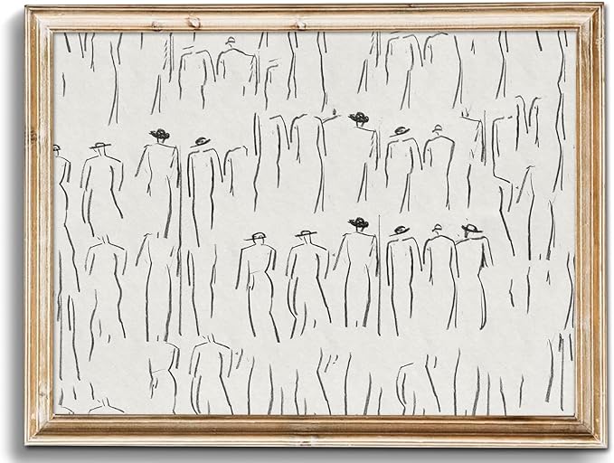 Uniro Neutral Sketch Art Prints, Vintage Abstract Figure Canvas Art, Minimalist Line Drawing for Gallery Wall Decor (8" x 10" - Unframed)