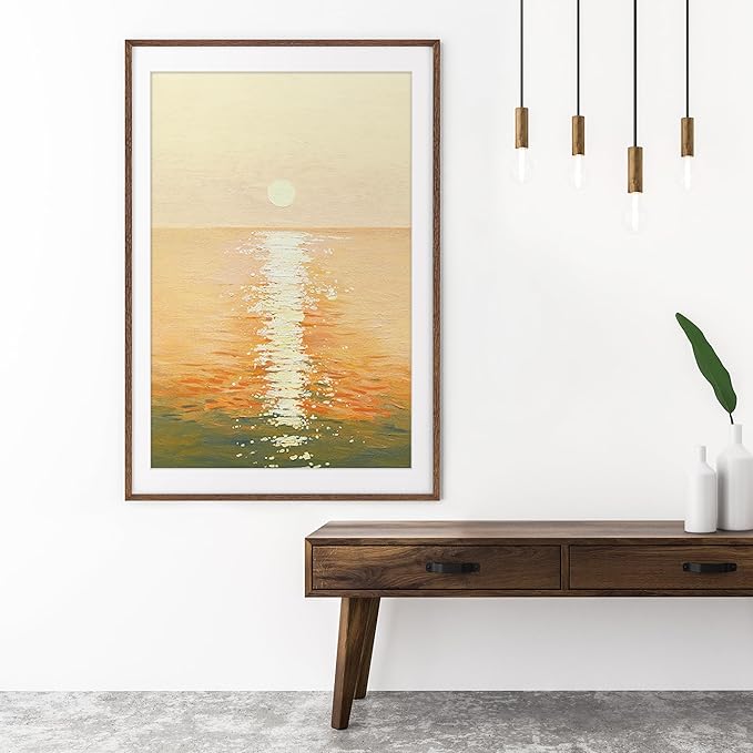 27x40 Picture Frame, Solid Oak Wood 27x40 Poster Frame for Wall, 27 x 40 Frame with Tempered Real Glass, 27x40 Frame with Mat for 24x36, Rustic Wooden 27x40 Art Frame, Walnut Color