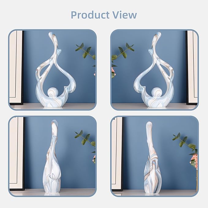 Blue Statue Decor for Living Room, Modern Sculptures Home Decor Accents, Absrtact Decor Art Statue Table Top Decorations, Shelf Decor Table Centerpieces for Dining Room