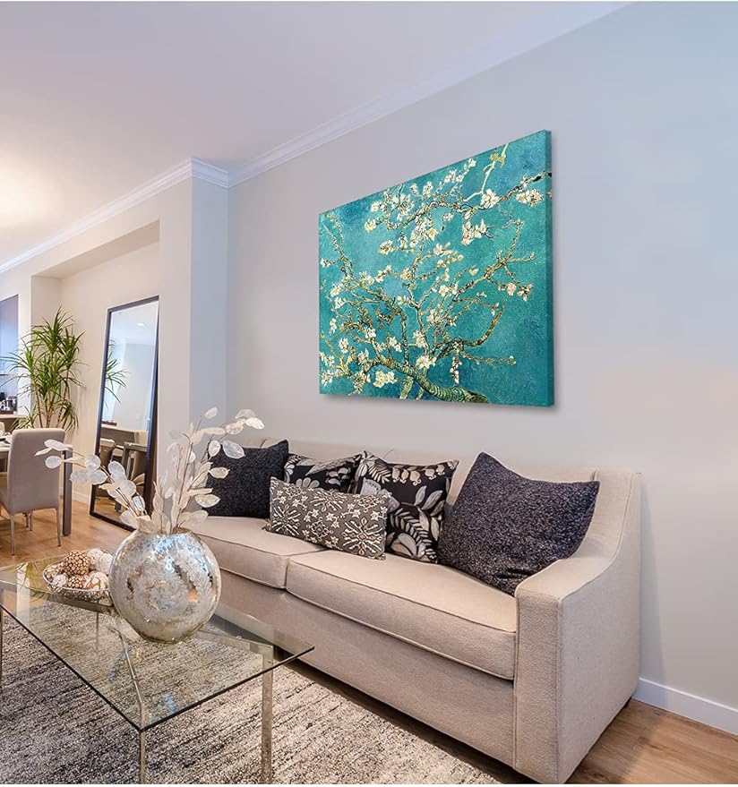 DECORARTS - Almond Blossom Tree. Vincent Van Gogh Art Reproduction. Giclee Print on Canvas. Wall Art for Home. 40x32