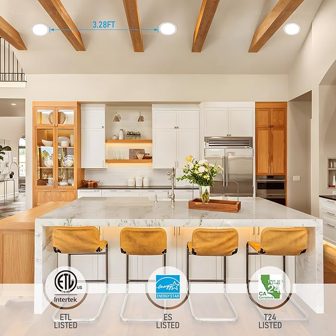 TORCHSTAR Basic Series 12-Pack 5CCT 8 Inch Ultra-Thin LED Recessed Lighting with J Box, CRI90, Aluminum, 2700K3000K3500K4000K5000K, 5%-100% Dimmable Slim Recessed Downlight, 18W 1450LM, ETL & ES