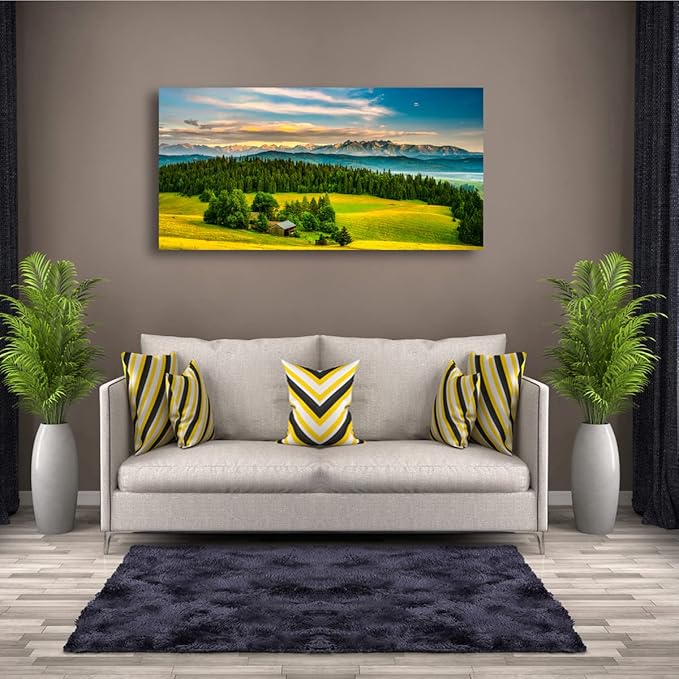 Natural Scenery Forest Pictures Canvas Wall Art For Living Room Bedroom Wall Decor,Mountain Wall Art Print Paitnings for Home Decor,Morden Artwork Grassland Canvas Art,Ready to Hang-20X40Inches