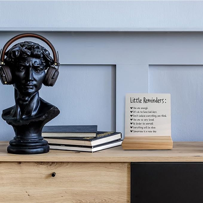 Little Reminders You are Enough Desk Plaque Sign with Stand,Dorm Signs for College Girls, Inspirational Signs Decor for Office Dorm Desk,Back to School Gifts for College Students Girls Boys