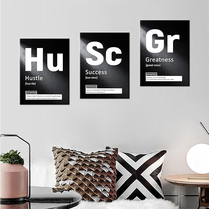 Inspirational Canvas Painting Wall Art Motivational Entrepreneur Quotes Greatness Hustle Success Poster Print Home Decor Artwork for Home Bathroom Picture Stretched and Framed [36''W x 16''H]