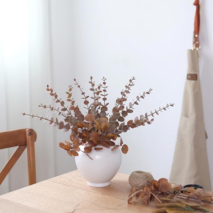 YXZZWL 110 Pcs 5 Kinds Mixed Artificial Eucalyptus Stems and Faux Berry,Autumn Fake Eucalyptus Leaves Stems Bulk Branches for DIY Bouquets Floral Arrangement Wedding Home Fall Decorations (Orange)