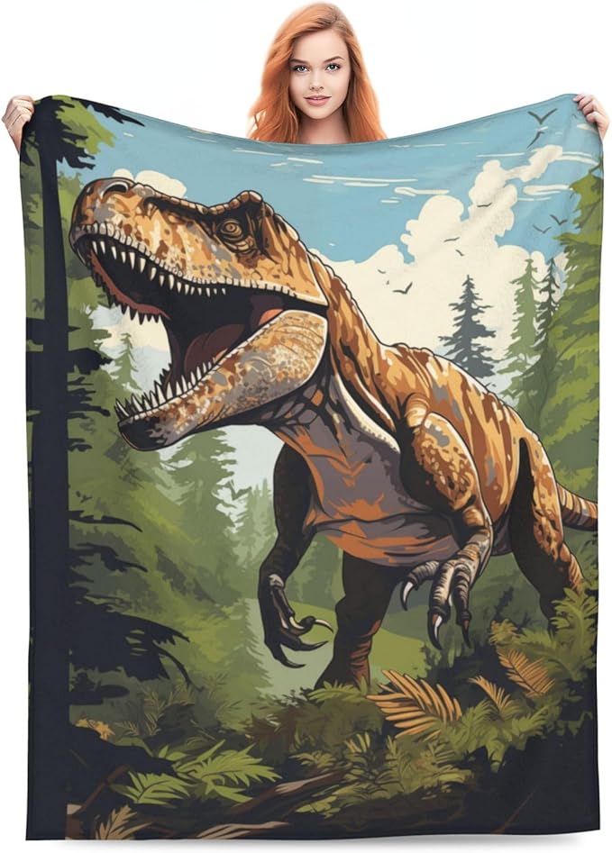 Dinosaur Blanket Gifts for Boys Kids Jurasssic Tyrannosaurus Dino Flannel Throw Blankets for Home Couch Bed Sofa Soft Fuzzy Lightweight Decor All Season 50x40 Inches