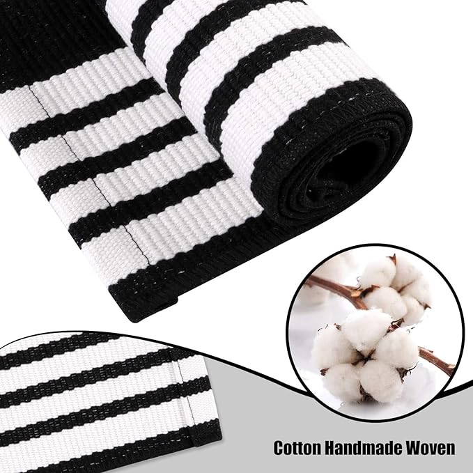 OJIA Fall Front Door Mats Outdoor 27.5x43 Inches, Black and White Outdoor Rugs Cotton Woven Front Door Rug Machine Washable Layered Doormats for Porch/Farmhouse/Kitchen/Entryway/Patio