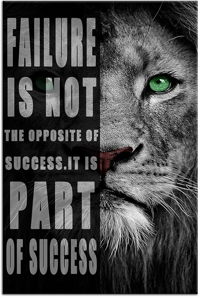 Lion Wall Art Inspirational picture Entrepreneur Quotes Motivational Animal Painting Poster Print on Canvas Wall Artwork for Living Room Bedroom Office Framed Ready to Hang [12''W x 18''H]