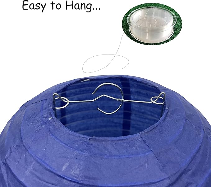 Handmade Decorative Chinese Japanese Hanging Paper Lanterns 24pcs Assorted Sizes 6”, 8”, 10”, 12” Mixture Colors Decoration for Home, Weddings and Parties Lanterns (Blue-White)