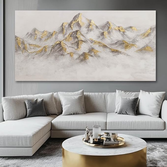 SDYA Grey and Gold Wall Decor Landscape Canvas Paintings 29"x58" Wall Decorations for Living Room Poster for Bedroom Contemporary Art