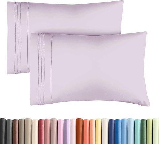 King Pillow Cases Set of 2 - Ultra Soft Hotel Quality Pillowcase Covers - Comfy, Cozy & Wrinkle Free - Shrinkage and Fade Resistant - Machine Washable Pillow Protectors - 2 Piece Set - Light Lavender