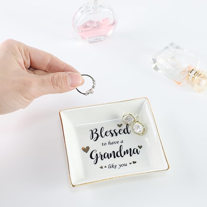 HOME SMILE Ceramic Ring Dish Jewelry Tray for Mom Sister Friends