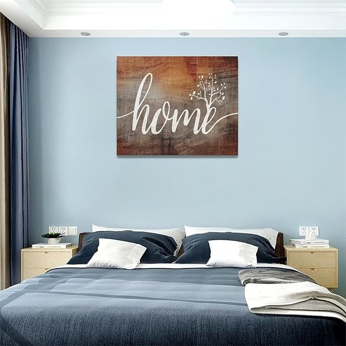 Large Farmhouse Home Wall Art Home Word Sign Pictures Wall Decor Rustic Home Quotes Canvas Painting Print Modern Family Decor Artwork Framed for Living Room Bathroom Master Bedroom Dining room 20"x16"