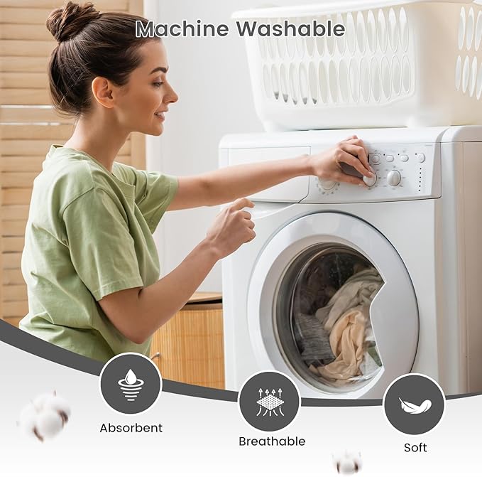 SEMAXE Bathroom Towel Set, 8-Piece Gray Cotton Towels with Loops – 2 Bath, 2 Hand, 4 Washcloths, Soft, Absorbent & Durable