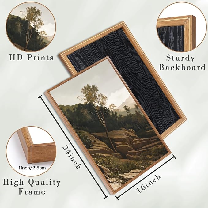 ANHUIB Mountain Wall Art Nature Mountain Ridge Wall Decor Woodland Landscape Painting 16x24 Inch for Living Room Bedroom Dining Room