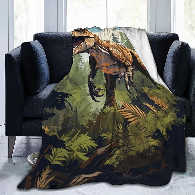 Dinosaur Blanket Gifts for Boys Kids Jurasssic Tyrannosaurus Dino Flannel Throw Blankets for Home Couch Bed Sofa Soft Fuzzy Lightweight Decor All Season 50x40 Inches