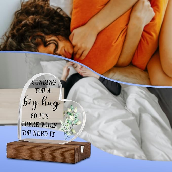 Inspirational Gifts For Women Best Friend Encouragement Cheer Up, Sending a Big Hug So It's There When You Need It, Stay Strong for Friend Sister, Home Office Decor Acrylic Sign Plaque XA327